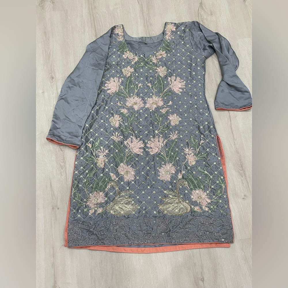 Elegant Grey Silk Kurta- Brand New
